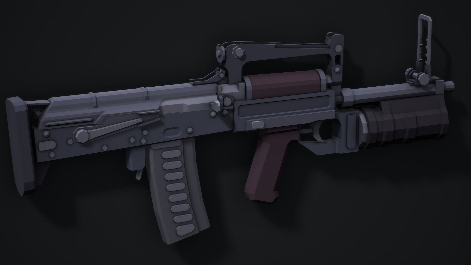 Stylized Ots-14 Groza Low Poly Game Ready Low-poly 3D model_5