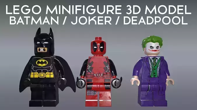 LEGO Minifigure 3D model - Batman-Joker-Deadpool Low-poly 3D model