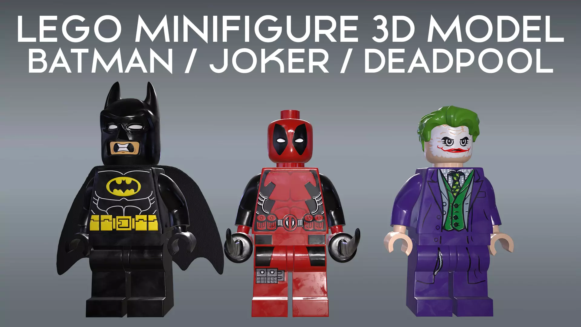 LEGO Minifigure 3D model - Batman-Joker-Deadpool Low-poly 3D model_0