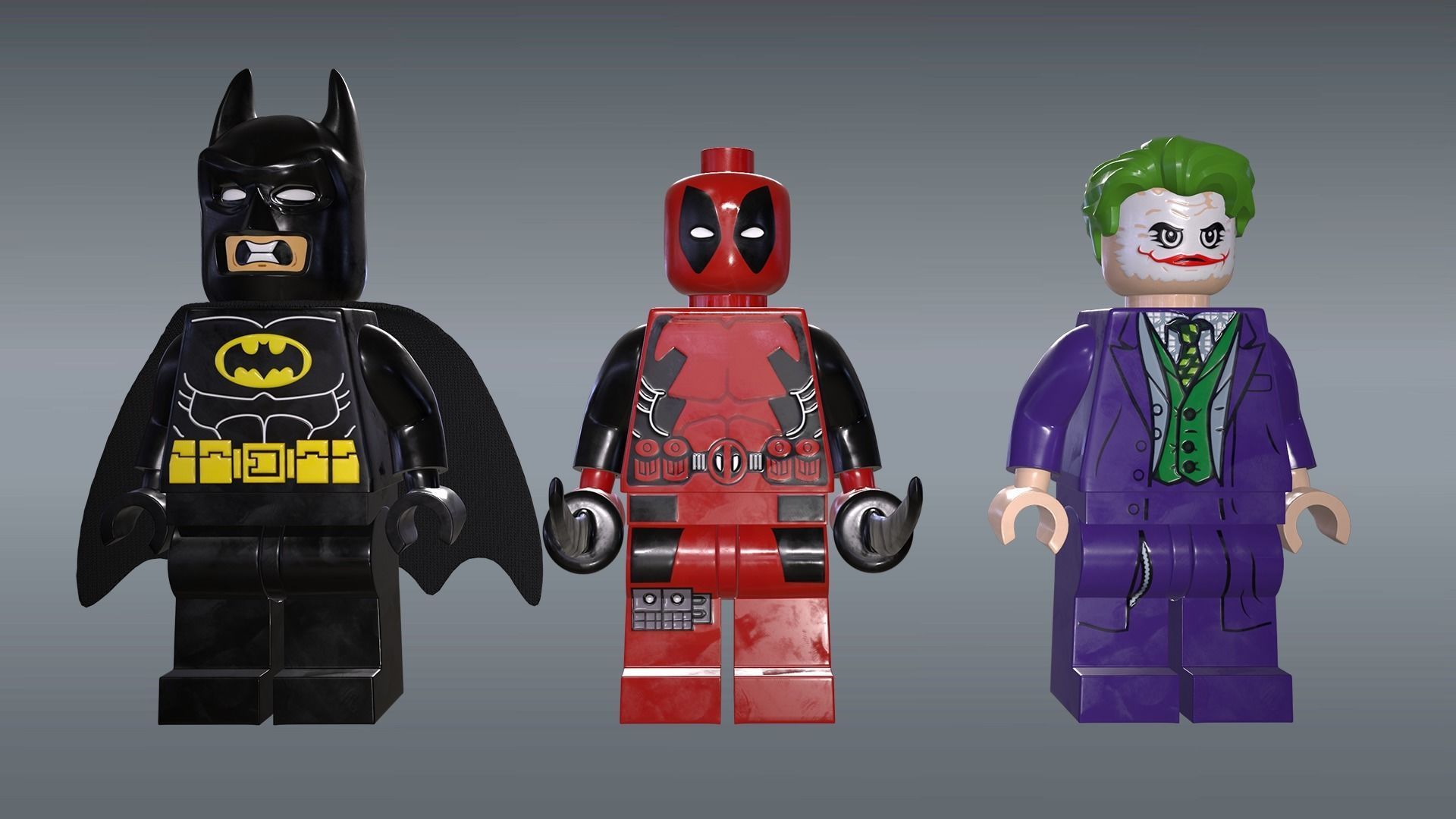 LEGO Minifigure 3D model - Batman-Joker-Deadpool Low-poly 3D model_5