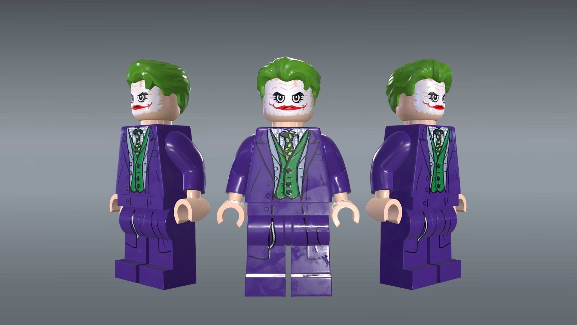 LEGO Minifigure 3D model - Batman-Joker-Deadpool Low-poly 3D model_10