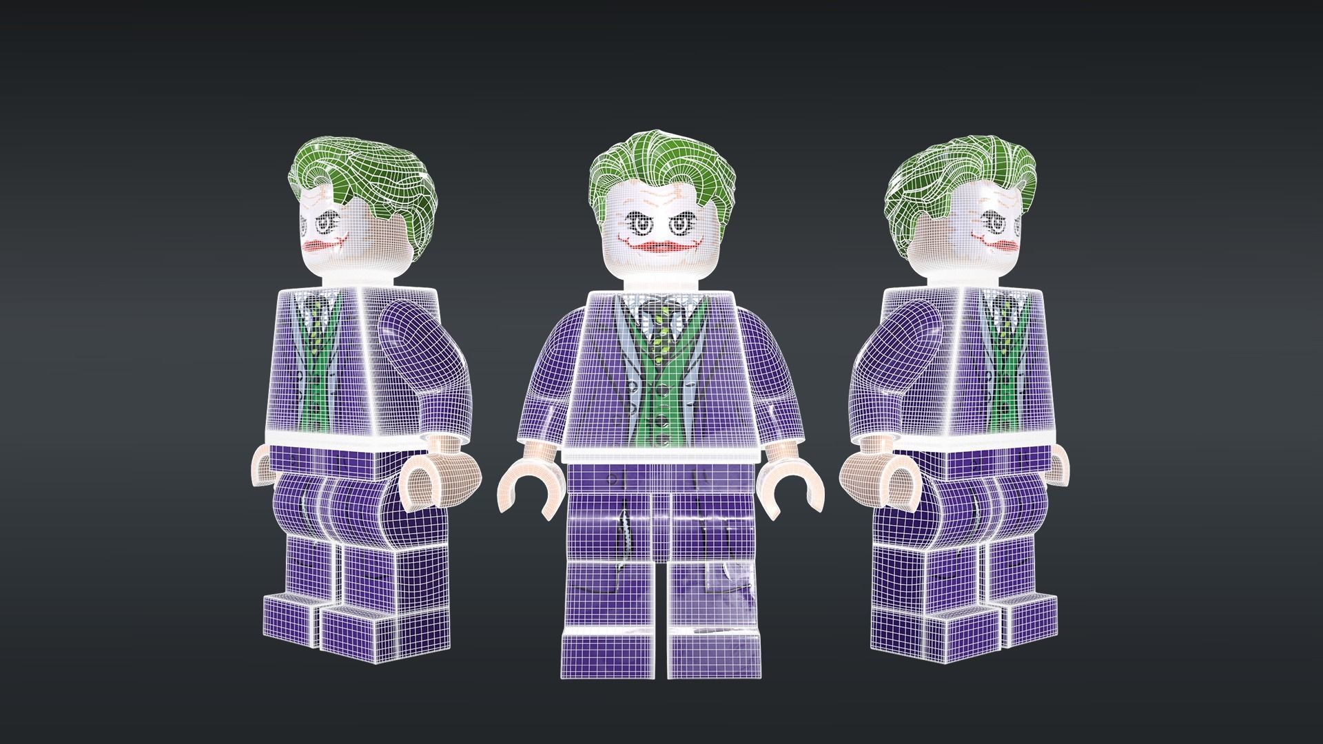 LEGO Minifigure 3D model - Batman-Joker-Deadpool Low-poly 3D model_20