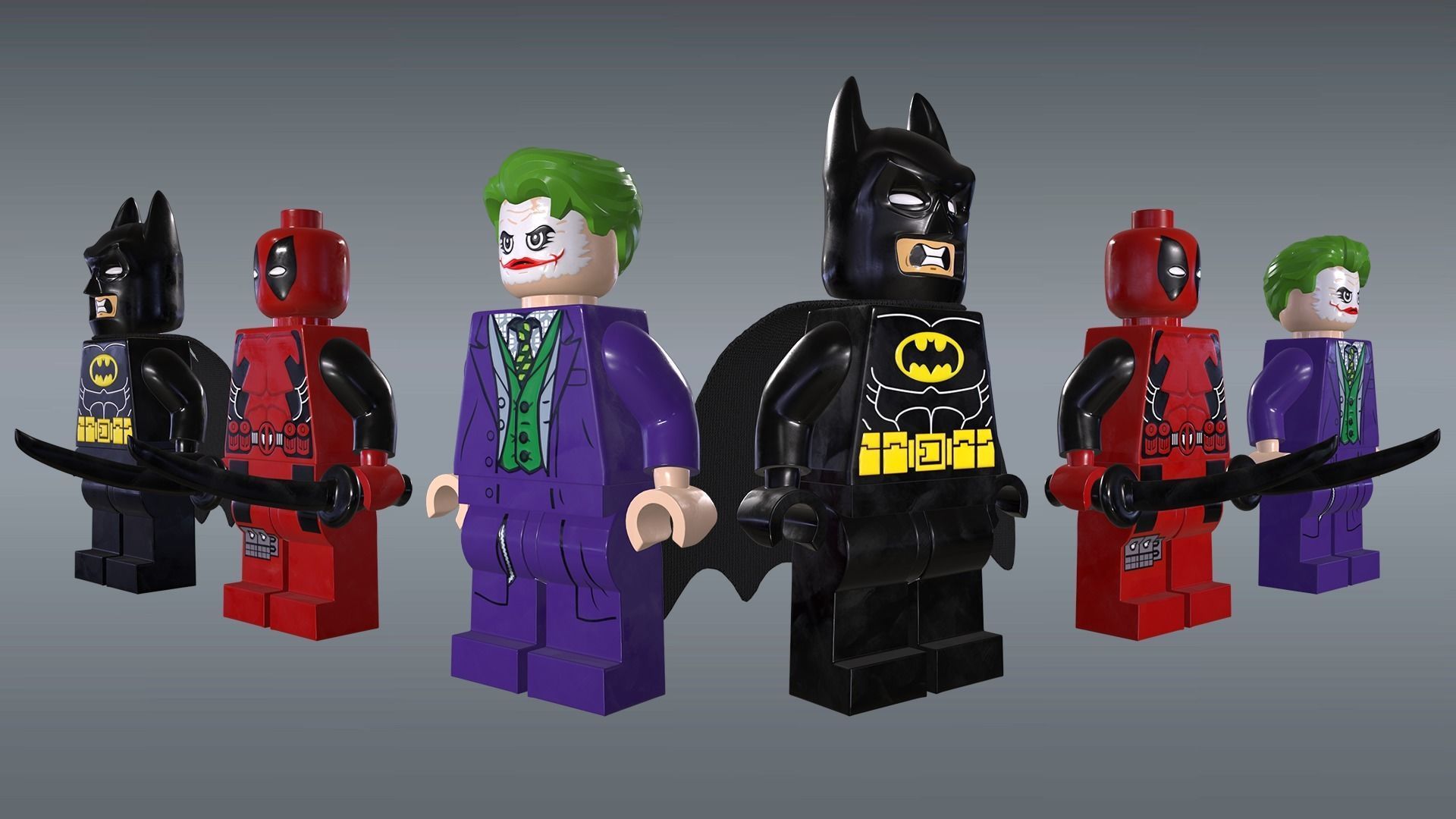 LEGO Minifigure 3D model - Batman-Joker-Deadpool Low-poly 3D model_6