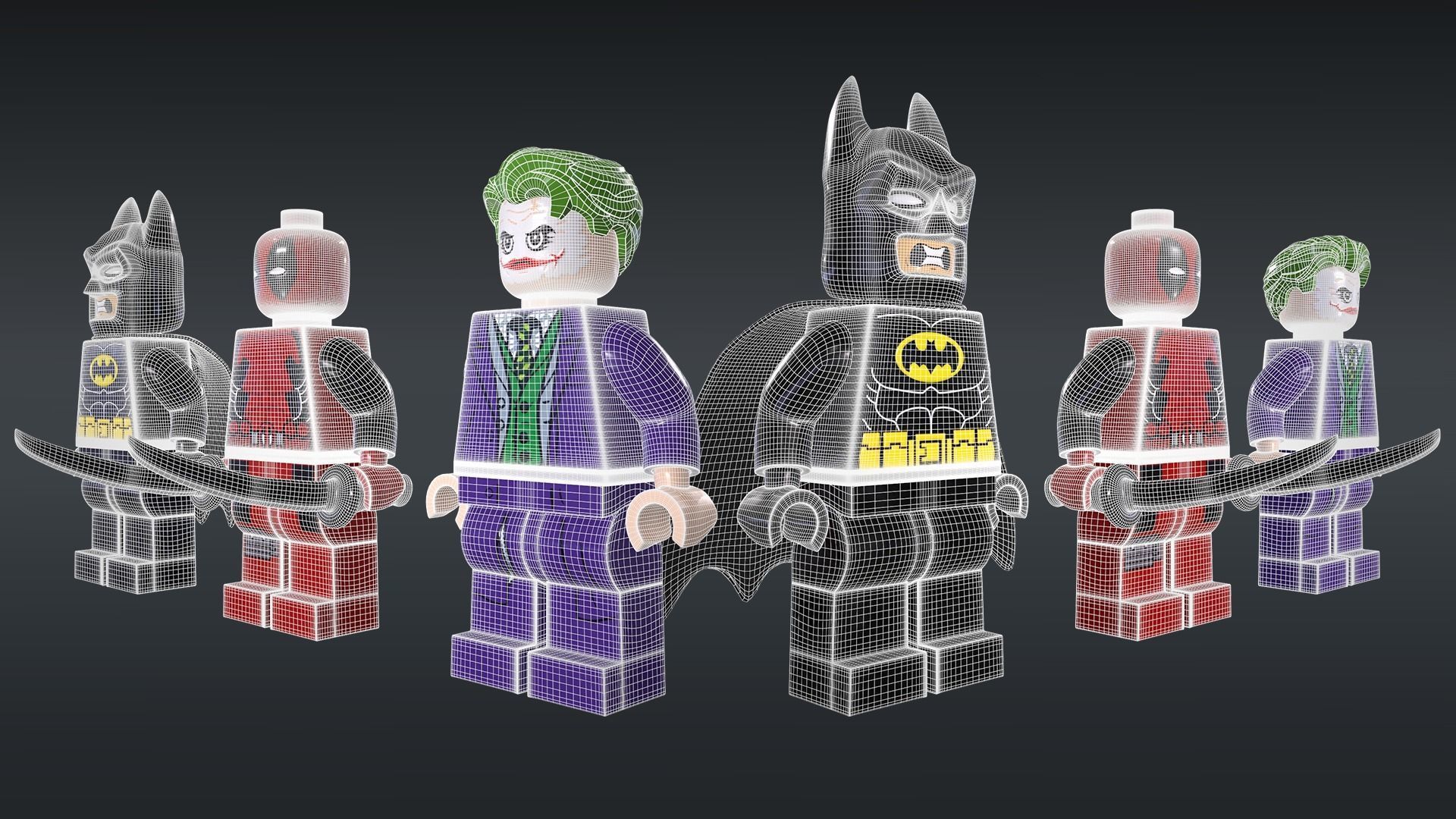 LEGO Minifigure 3D model - Batman-Joker-Deadpool Low-poly 3D model_14