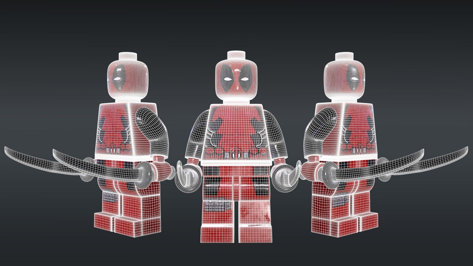 LEGO Minifigure 3D model - Batman-Joker-Deadpool Low-poly 3D model_19