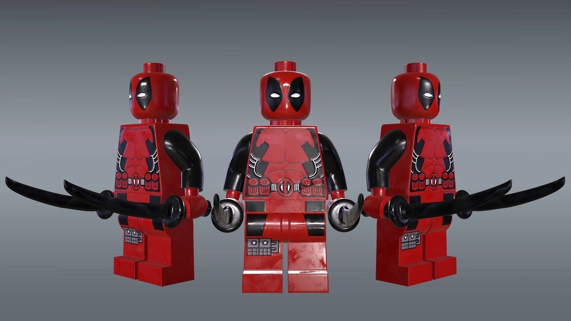 LEGO Minifigure 3D model - Batman-Joker-Deadpool Low-poly 3D model_11