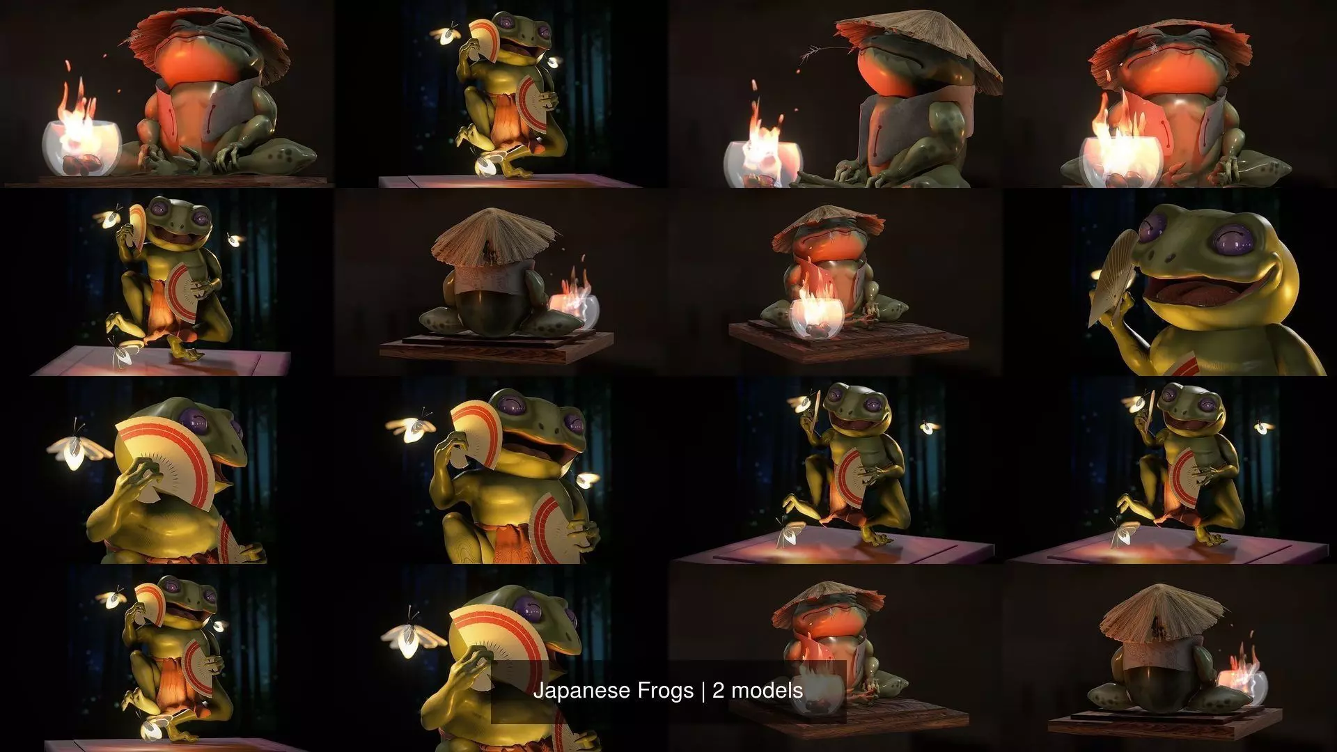 Japanese Frogs 3D Model Collection_0