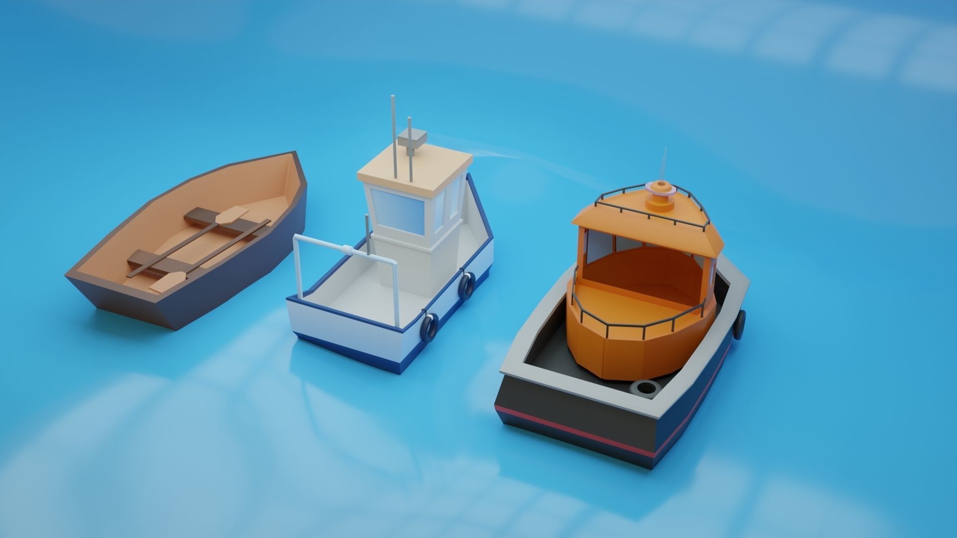 Low-Poly Boat Pack Low-poly 3D model_3