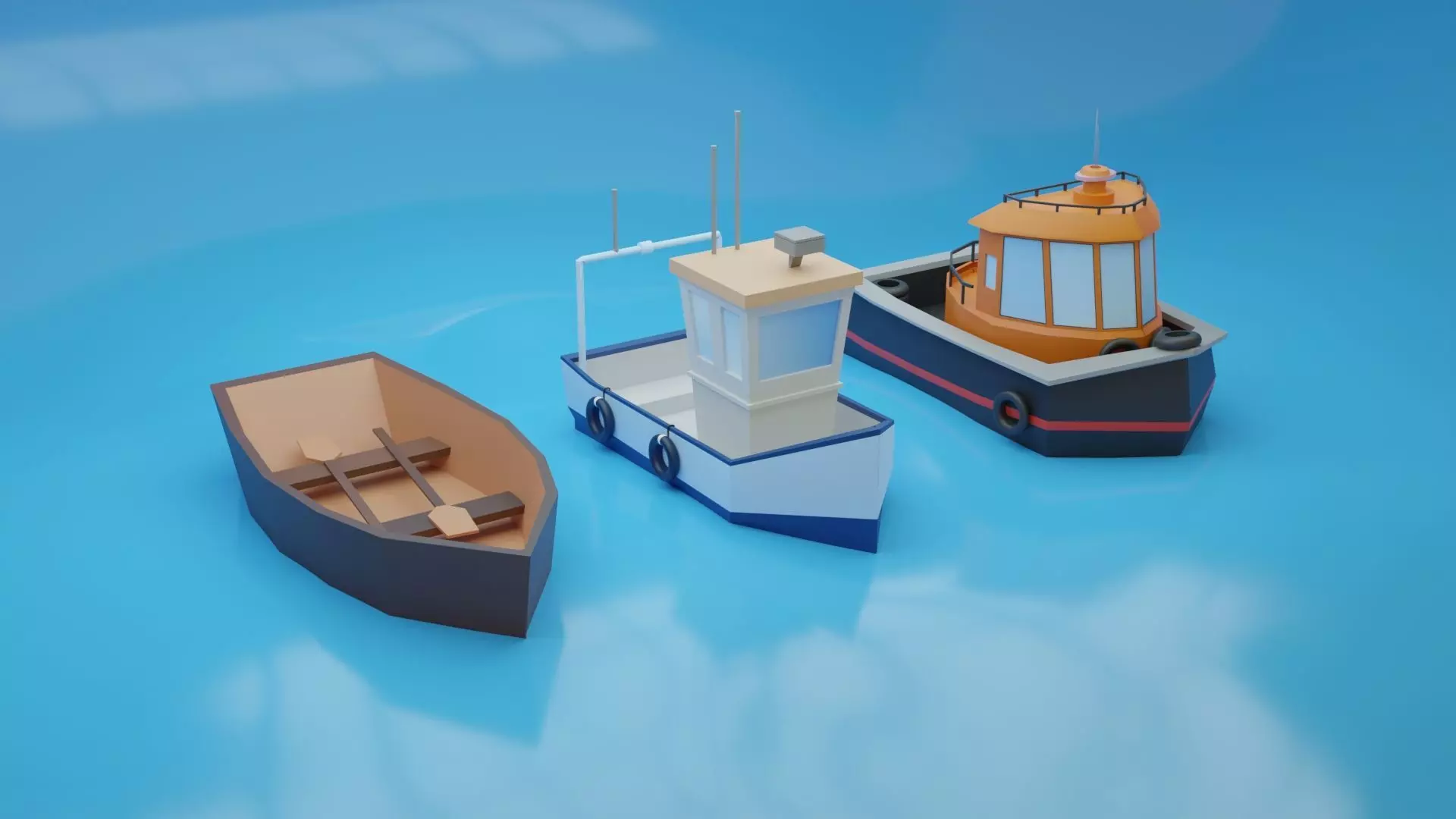 Low-Poly Boat Pack Low-poly 3D model_0