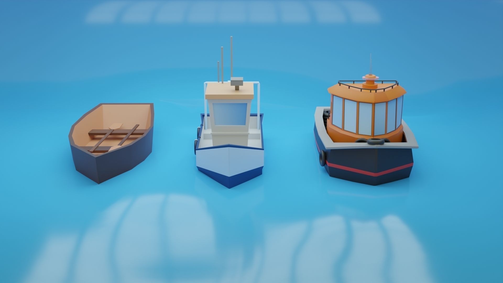 Low-Poly Boat Pack Low-poly 3D model_2