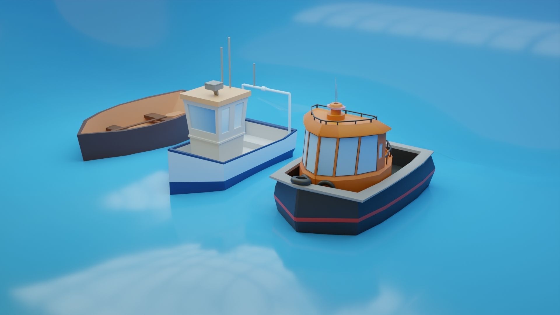 Low-Poly Boat Pack Low-poly 3D model_1