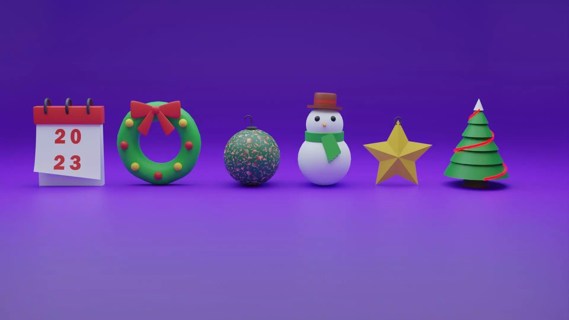 Toon Christmas New Year Pack Low-poly 3D model
