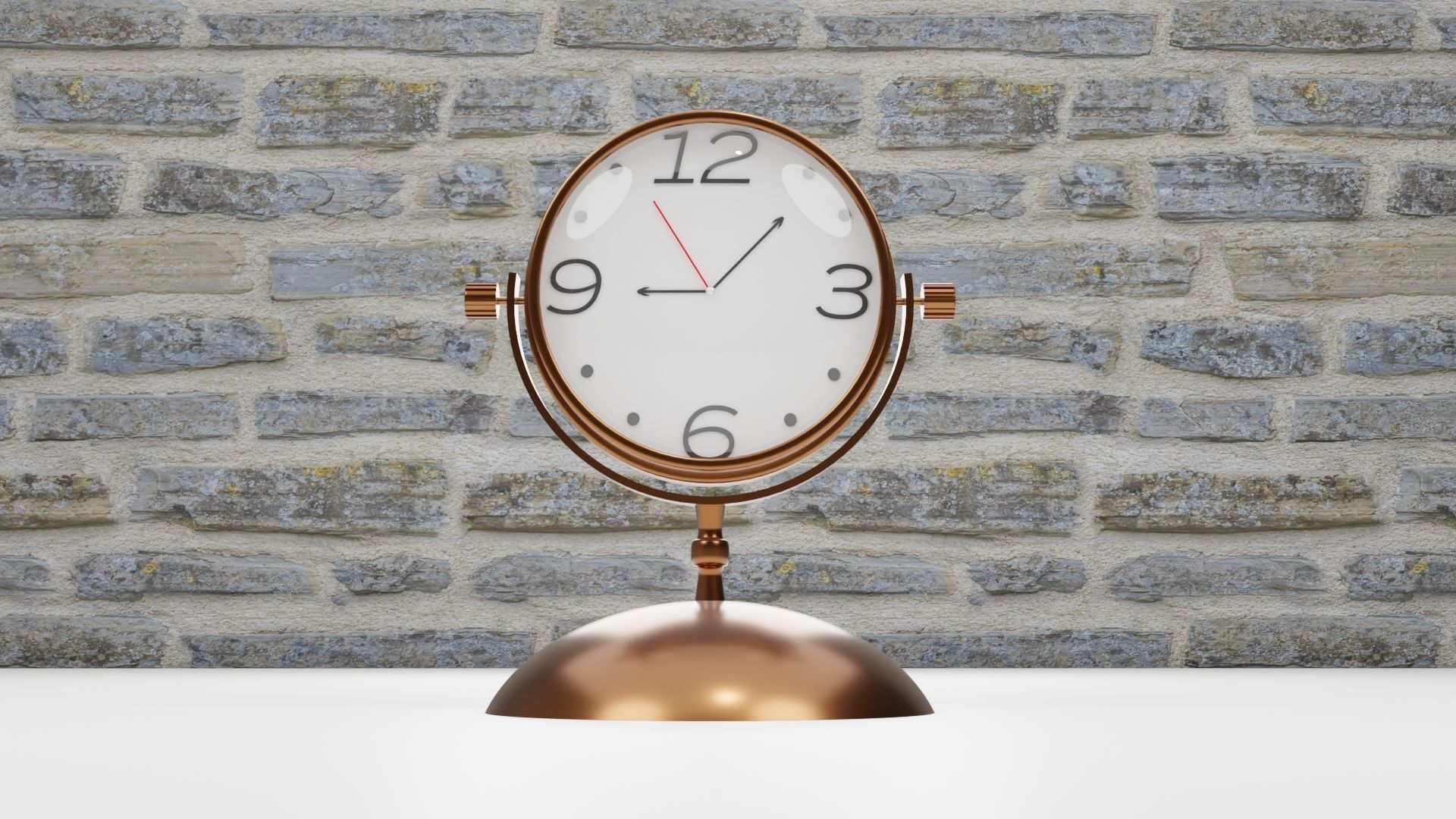 Retro Table Clock 3D model_2