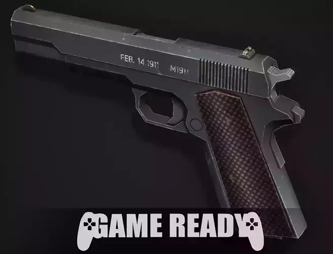 Colt 1911 Pistol - Low Poly Game Ready Low-poly 3D model