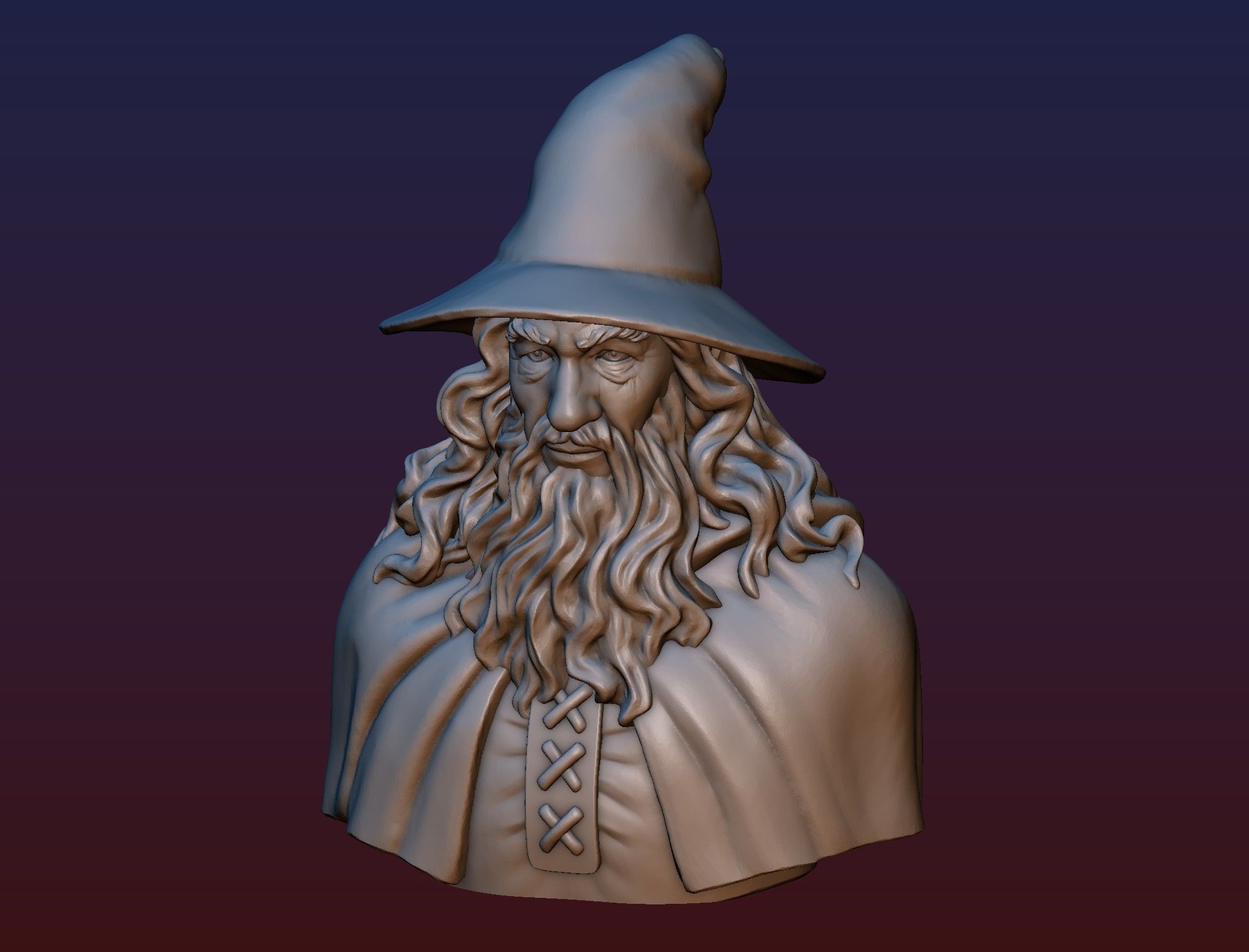 Gandalf Bust 3D print model_9