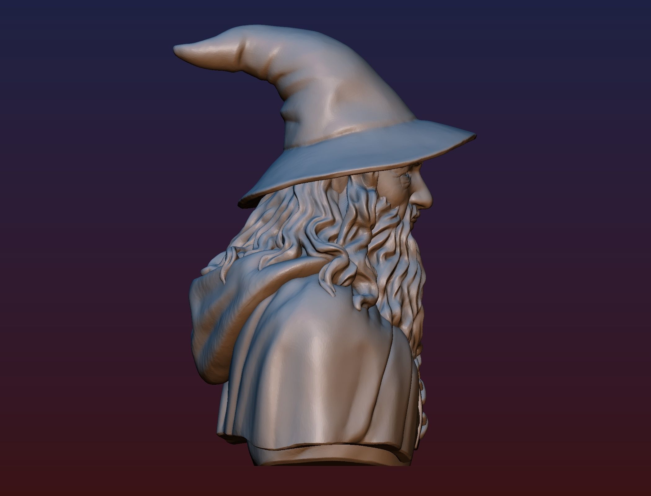 Gandalf Bust 3D print model_4