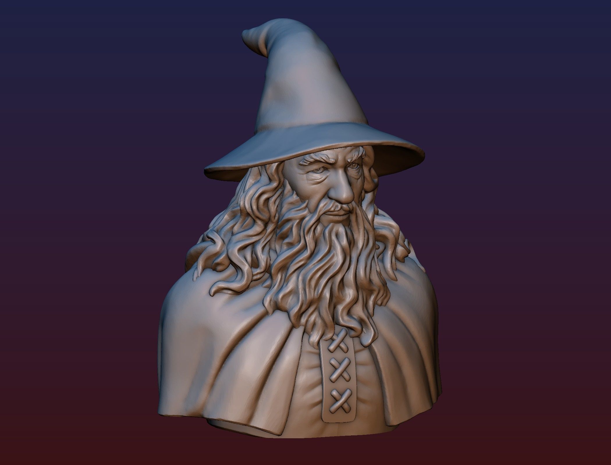 Gandalf Bust 3D print model_7
