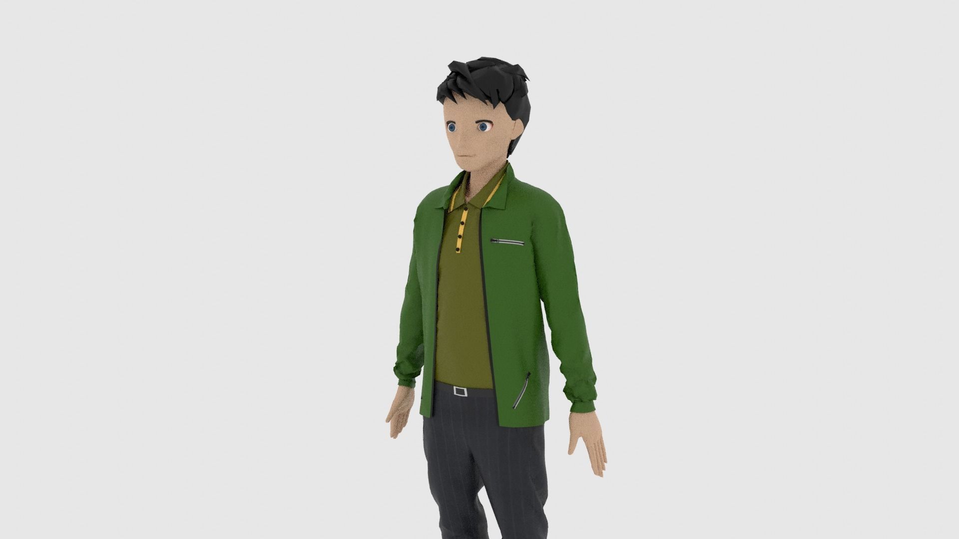 Cartoon Character Low-poly 3D model_1
