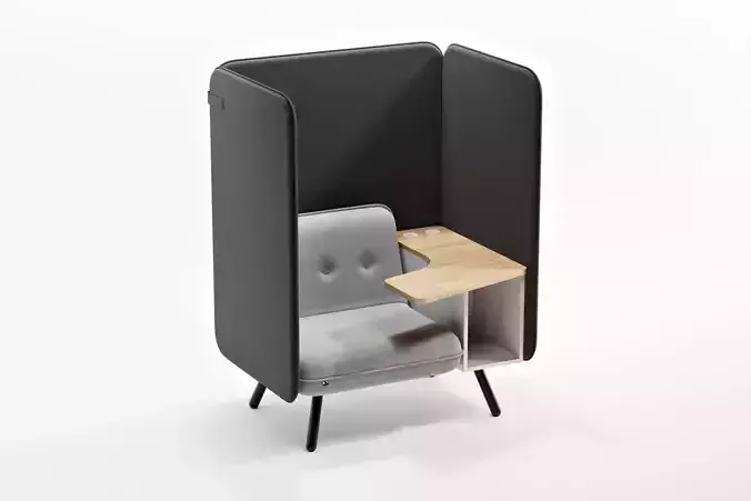 One Seater Sofa with Writing Tablet Booth - Koenig Neurath 3D model