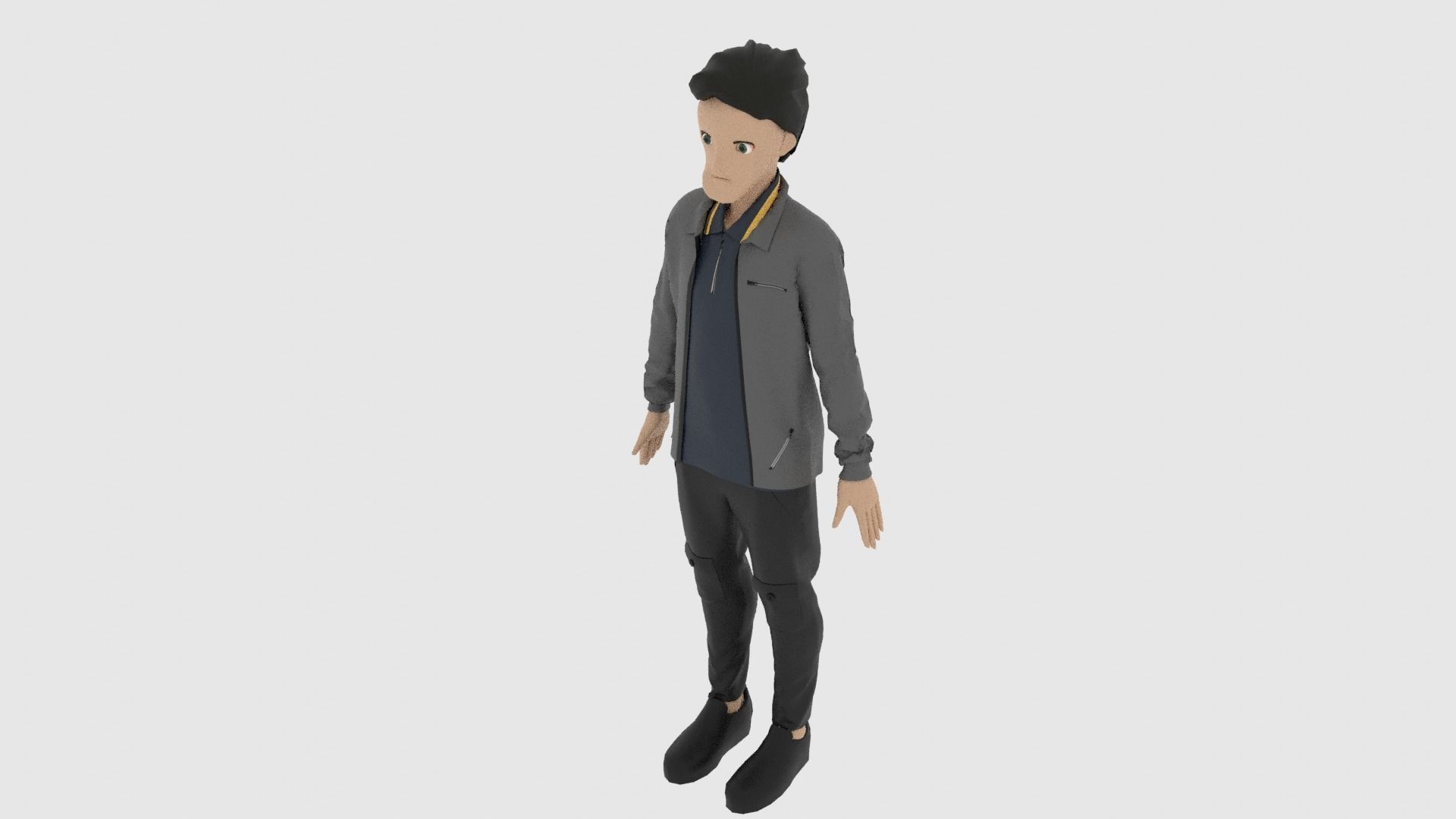 Cartoon Character Low-poly 3D model_4
