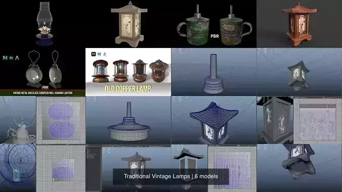 Traditional Vintage Lamps 3D Model Collection