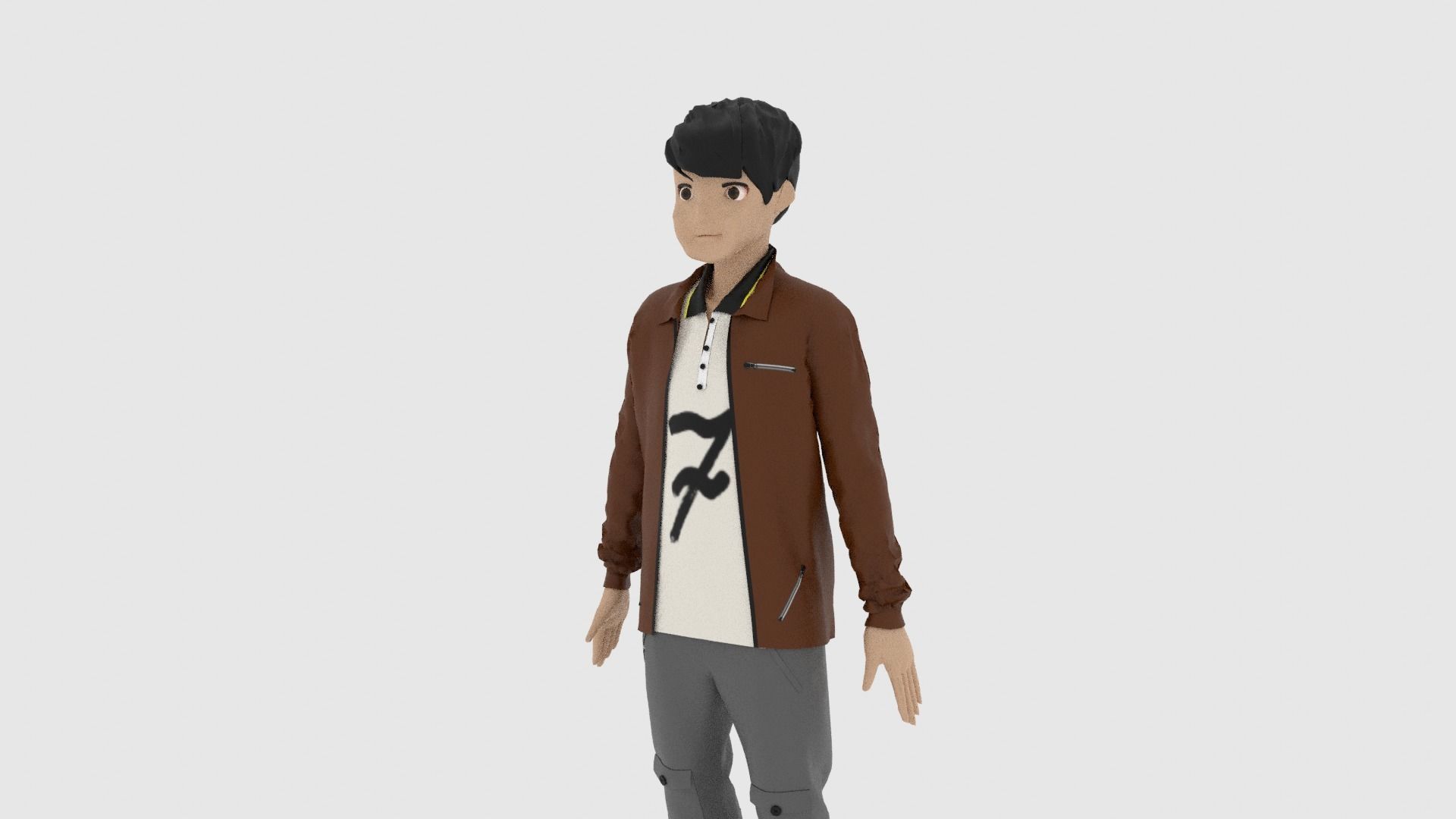 Cartoon Character Low-poly 3D model_1
