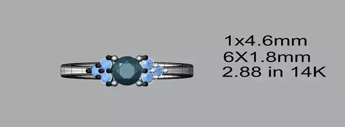 Diamond Ring with Triple side stones