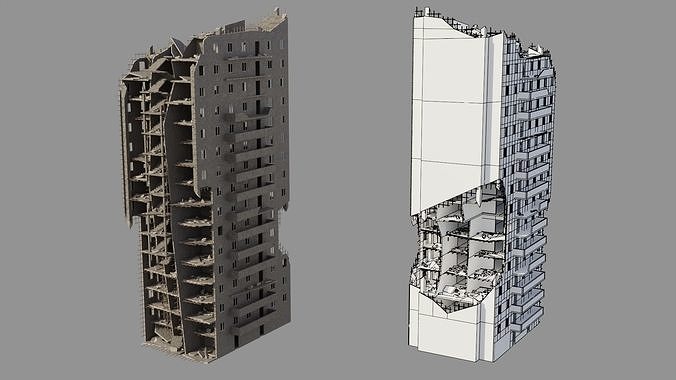 Post Apocalyptic Ruined City 2 3D model 5