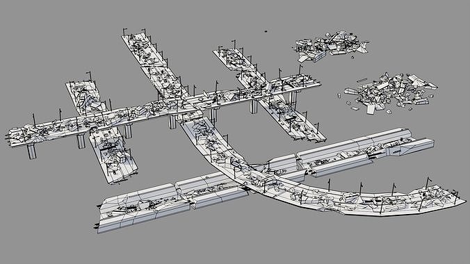 Post Apocalyptic Ruined City 2 3D model 4