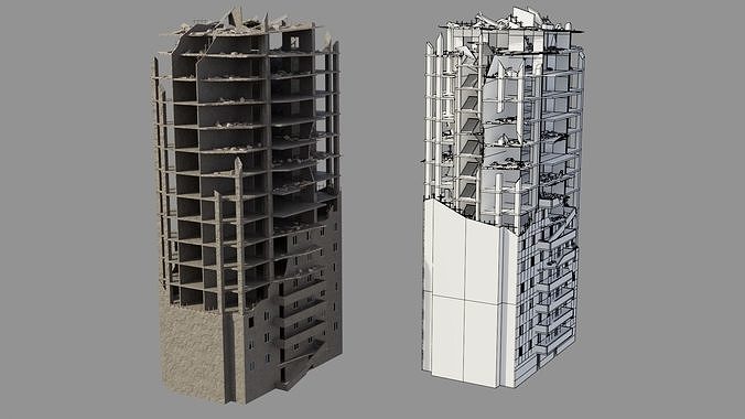 Post Apocalyptic Ruined City 2 3D model 6