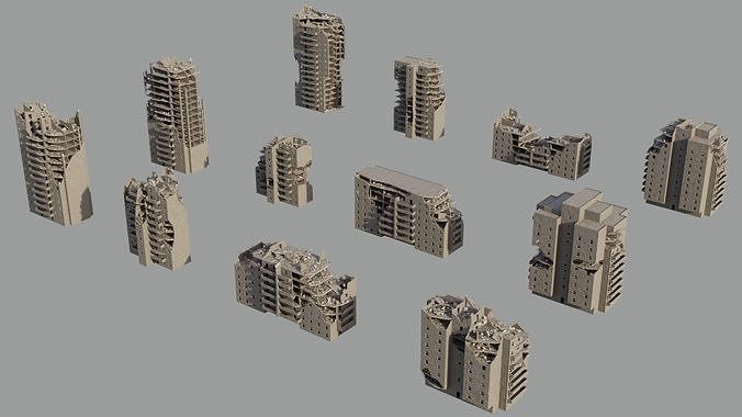 Post Apocalyptic Ruined City 2 3D model 2