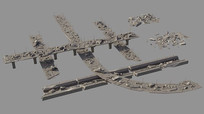 Post Apocalyptic Ruined City 2 3D model 3