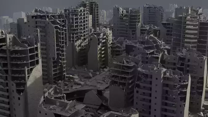 Post Apocalyptic Ruined City 2 3D model