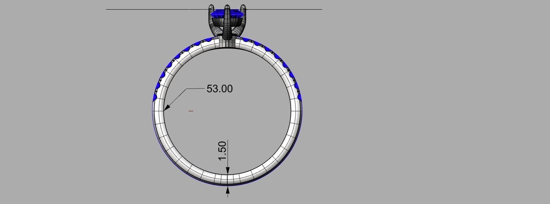 Pear engagement ring with Shadow ring  3D print model_3