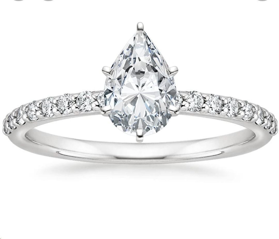 Pear engagement ring with Shadow ring  3D print model_1