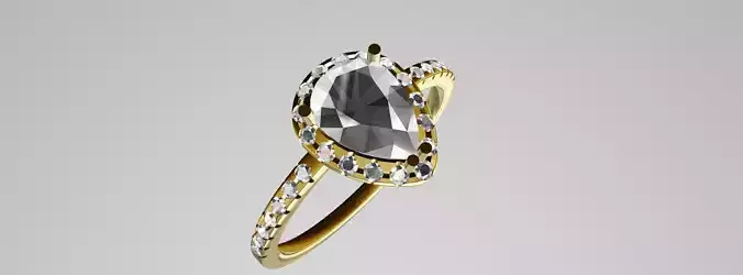 pear 7X5 ring halo ring 