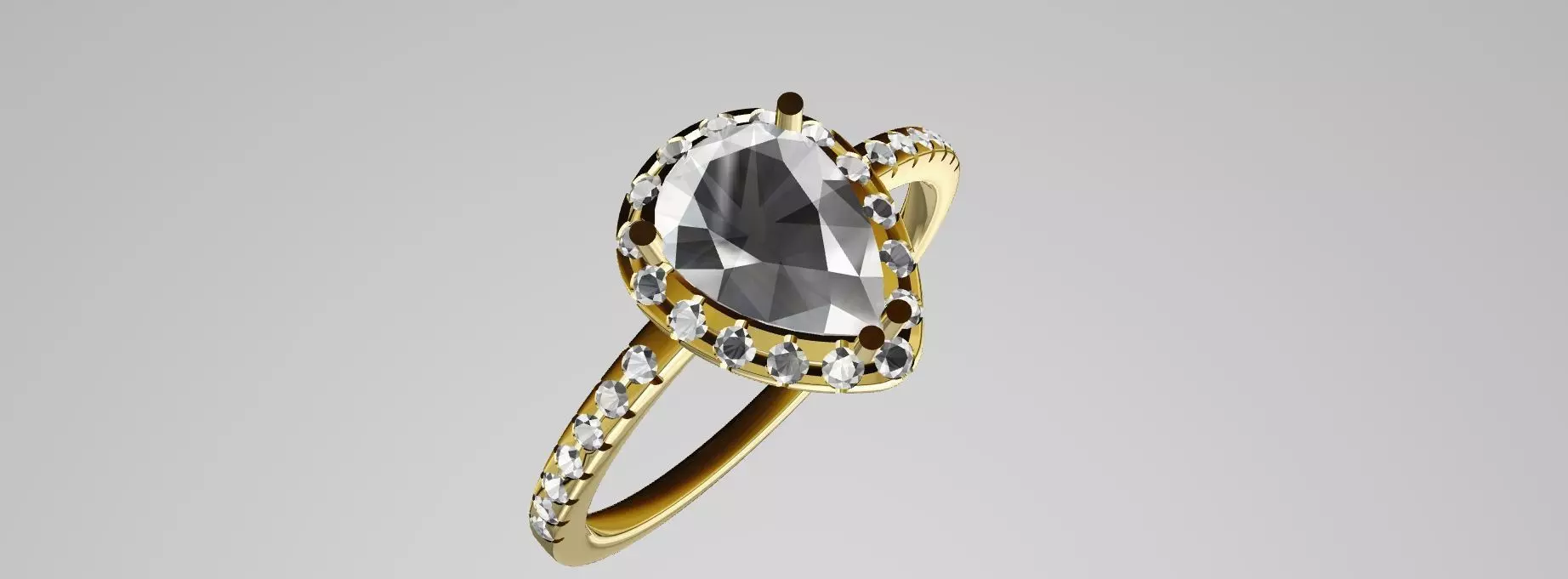 pear 7X5 ring halo ring  3D print model_0