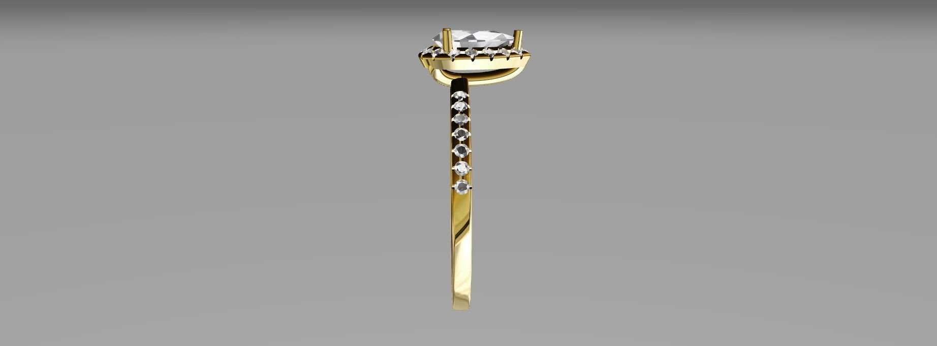pear 7X5 ring halo ring  3D print model_1
