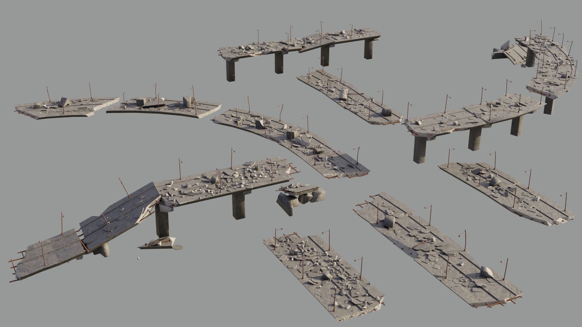 Post Apocalyptic Ruined City 3D Model Collection_28