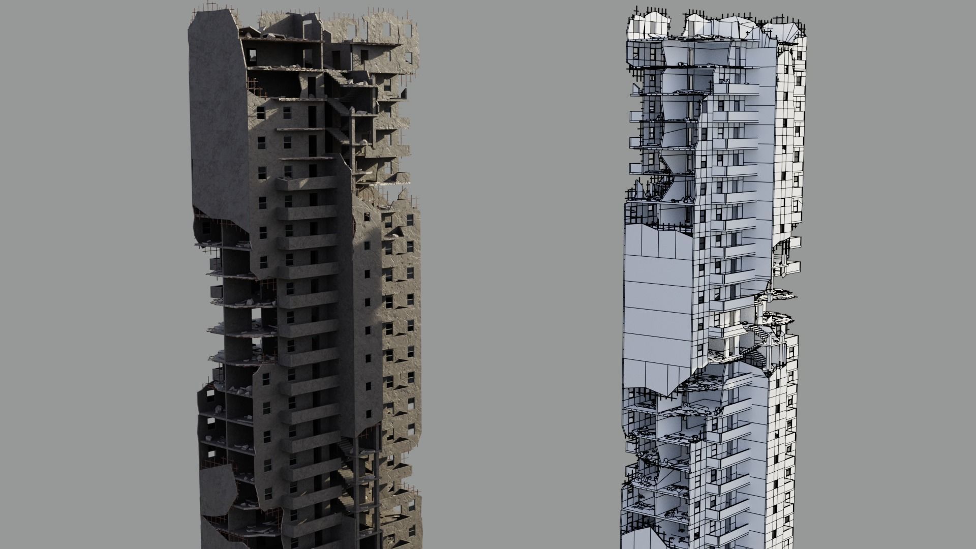 Post Apocalyptic Ruined City 3D Model Collection_7