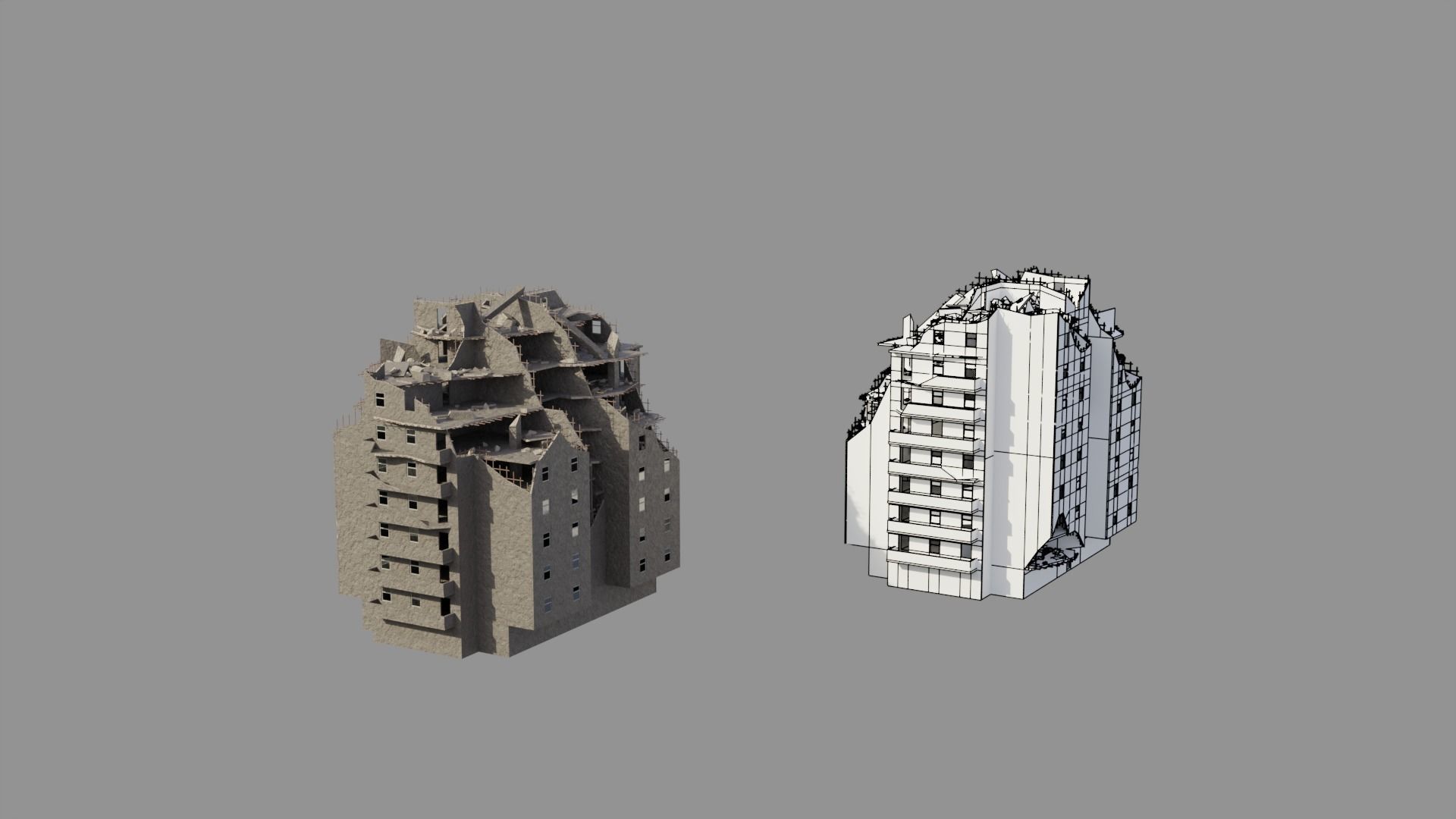 Post Apocalyptic Ruined City 3D Model Collection_9