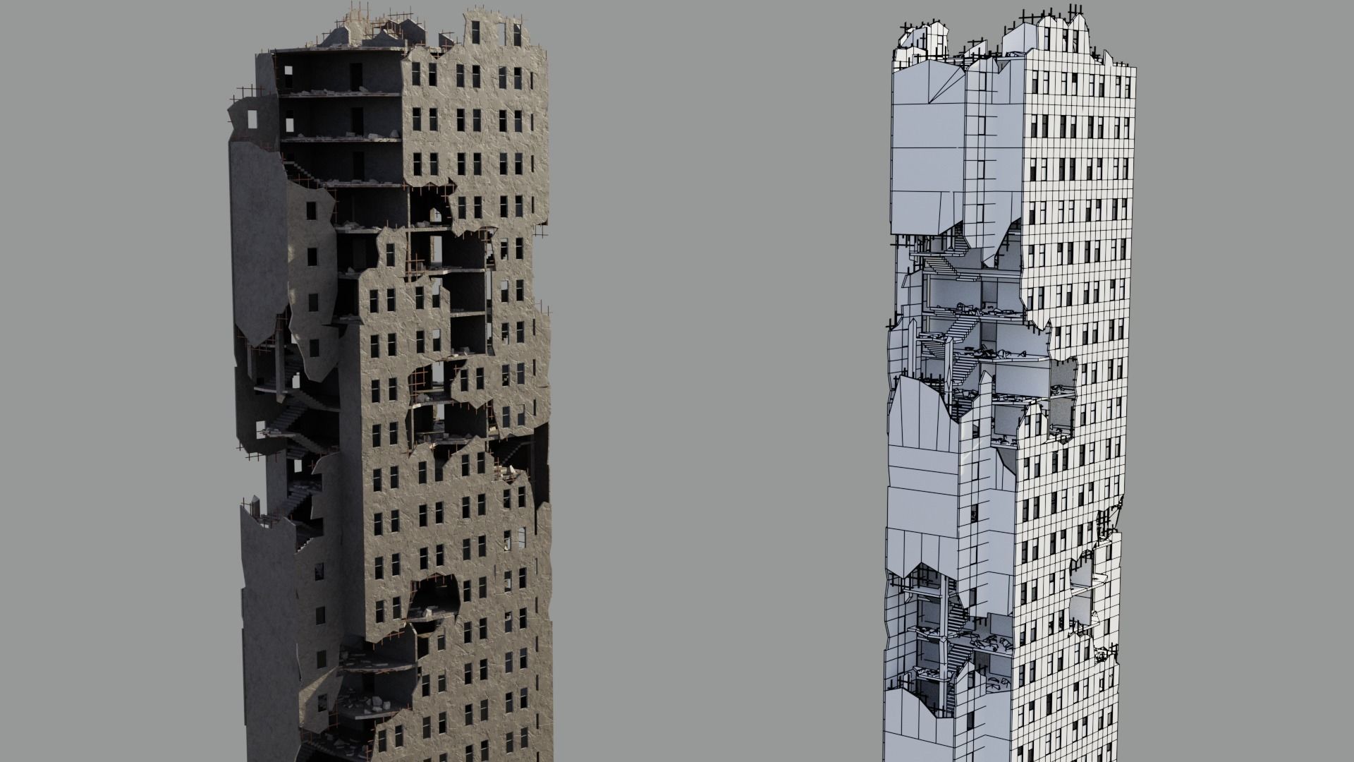 Post Apocalyptic Ruined City 3D Model Collection_25