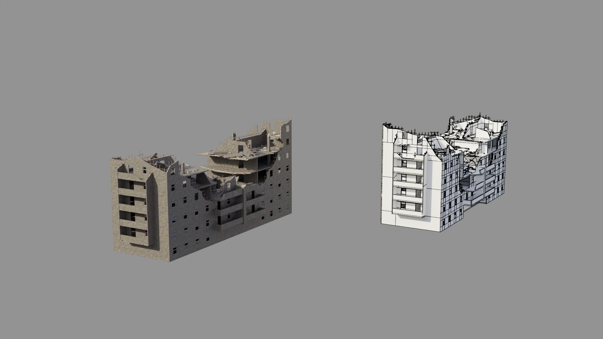 Post Apocalyptic Ruined City 3D Model Collection_20