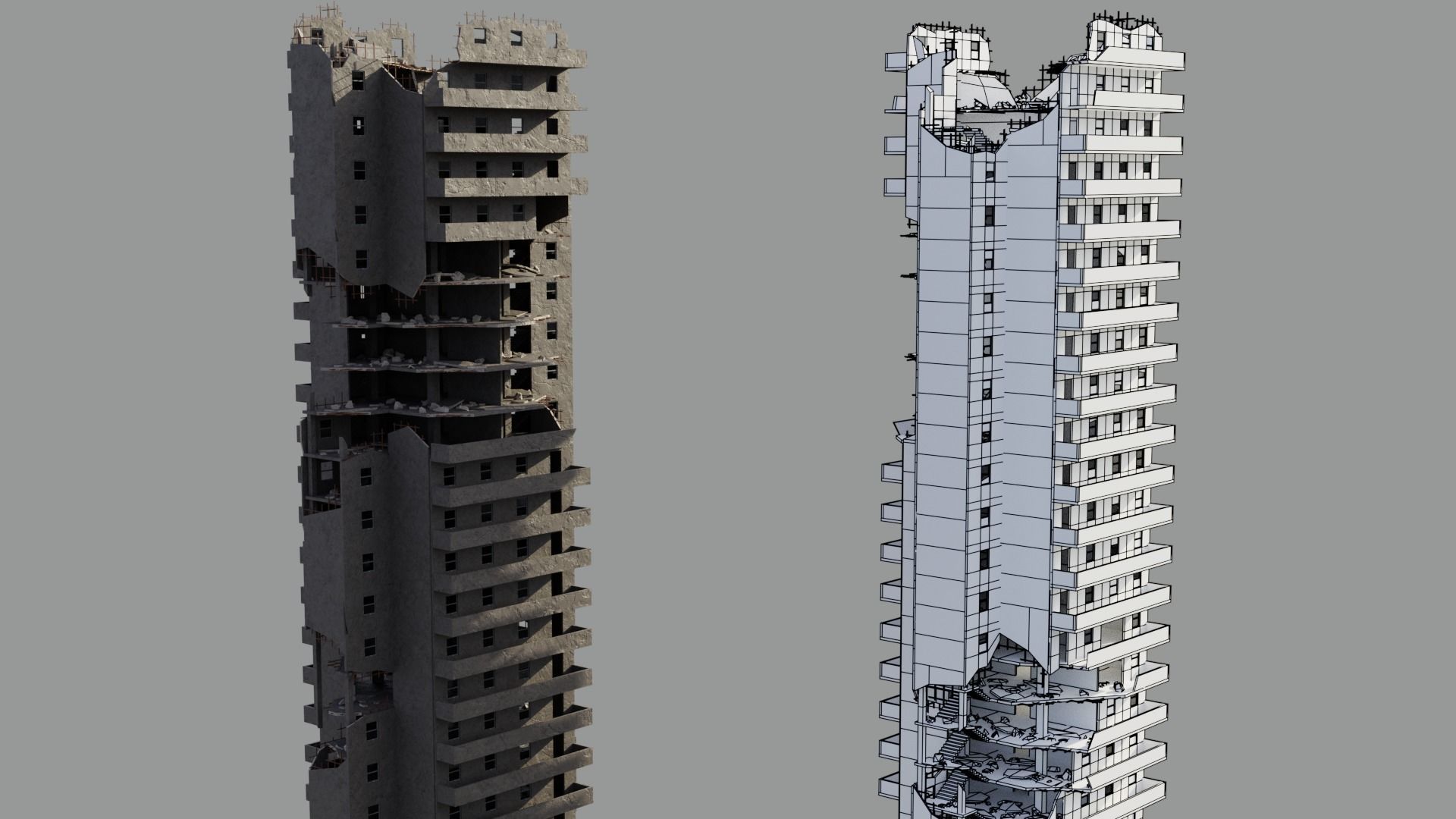 Post Apocalyptic Ruined City 3D Model Collection_23