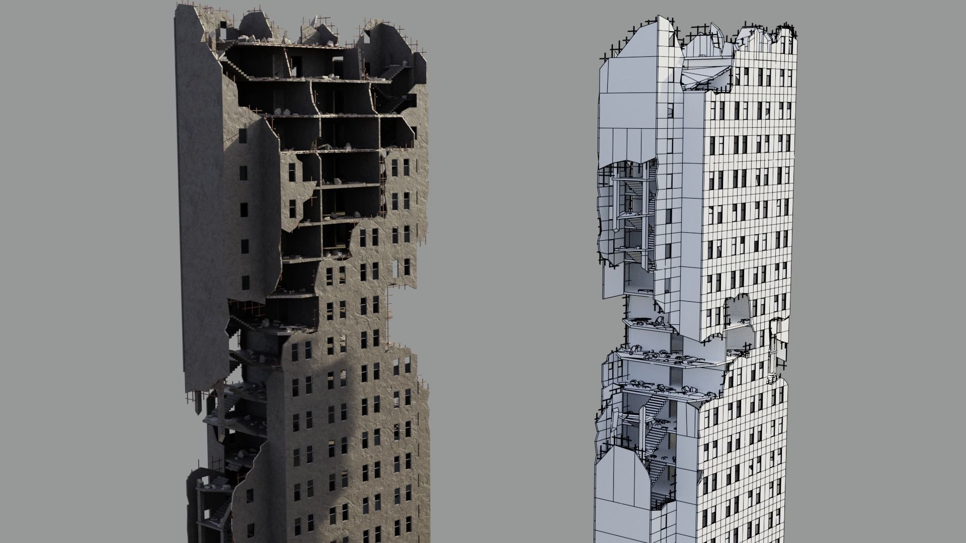 Post Apocalyptic Ruined City 3D Model Collection_26