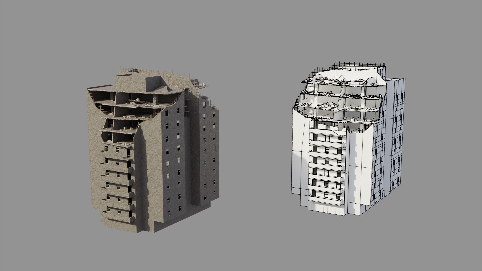 Post Apocalyptic Ruined City 3D Model Collection_13