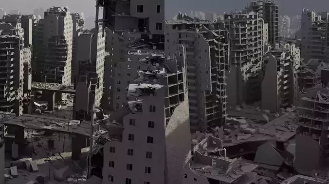 Post Apocalyptic Ruined City 3D Model Collection