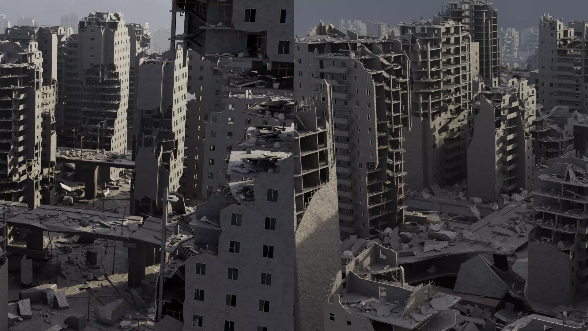 Post Apocalyptic Ruined City 3D Model Collection_0