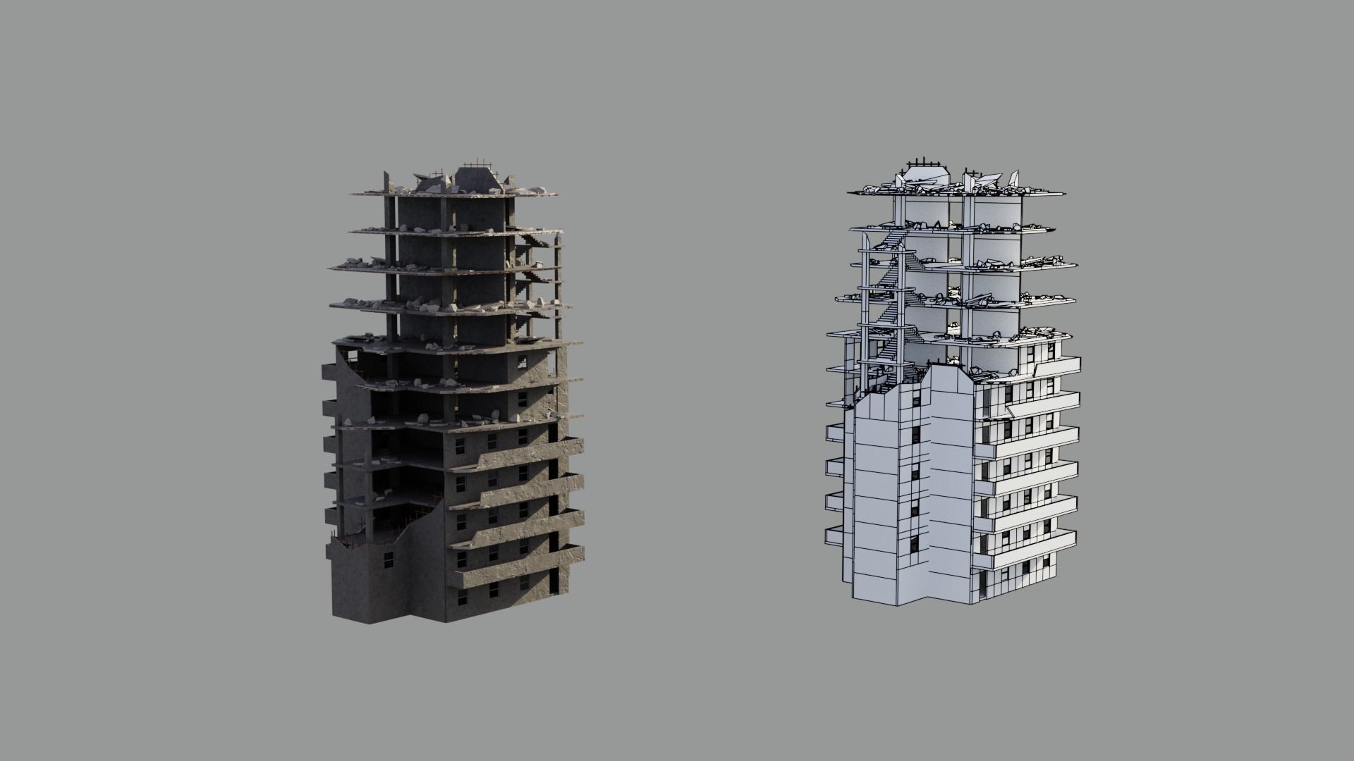 Post Apocalyptic Ruined City 3D Model Collection_15