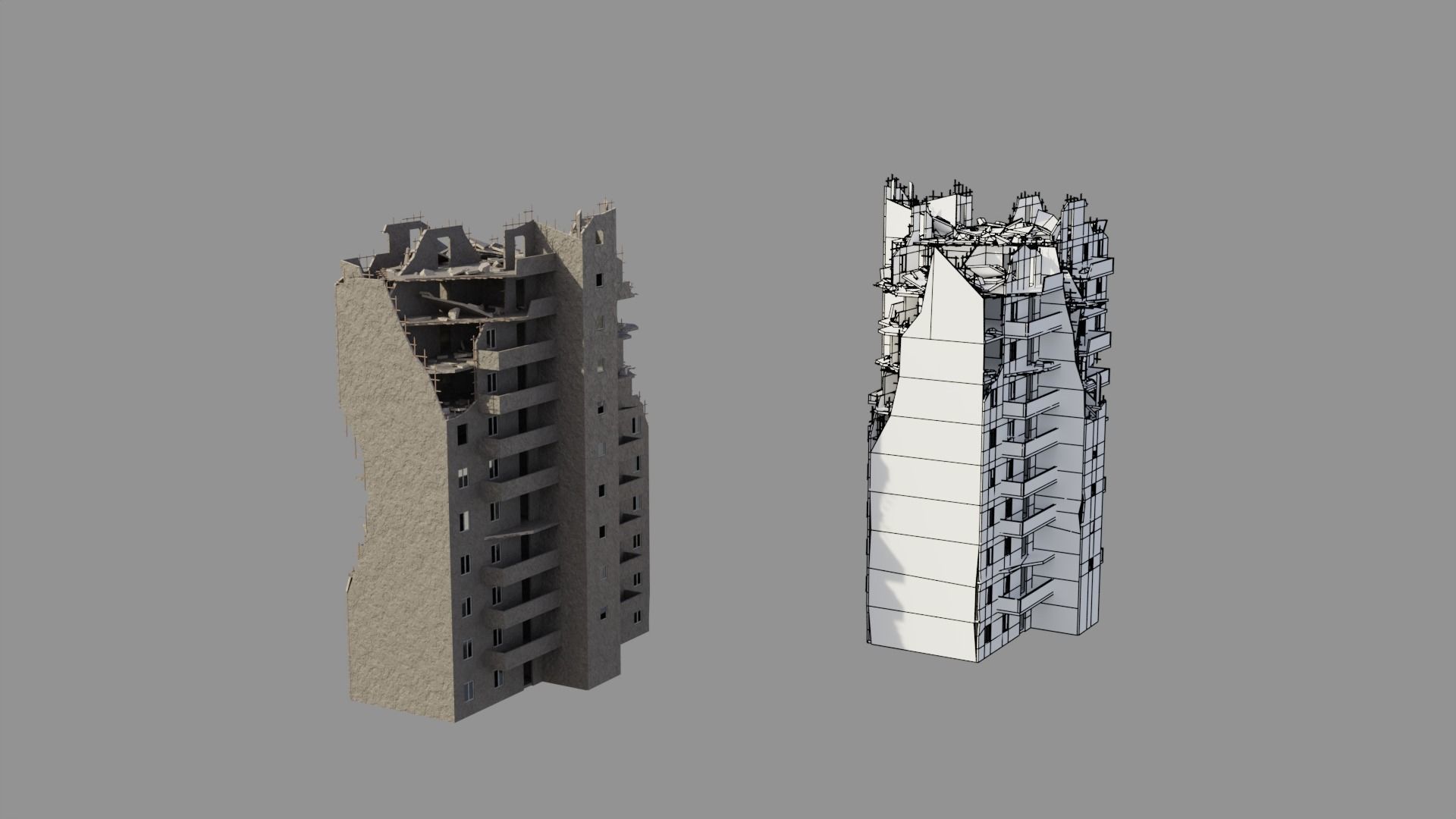 Post Apocalyptic Ruined City 3D Model Collection_14